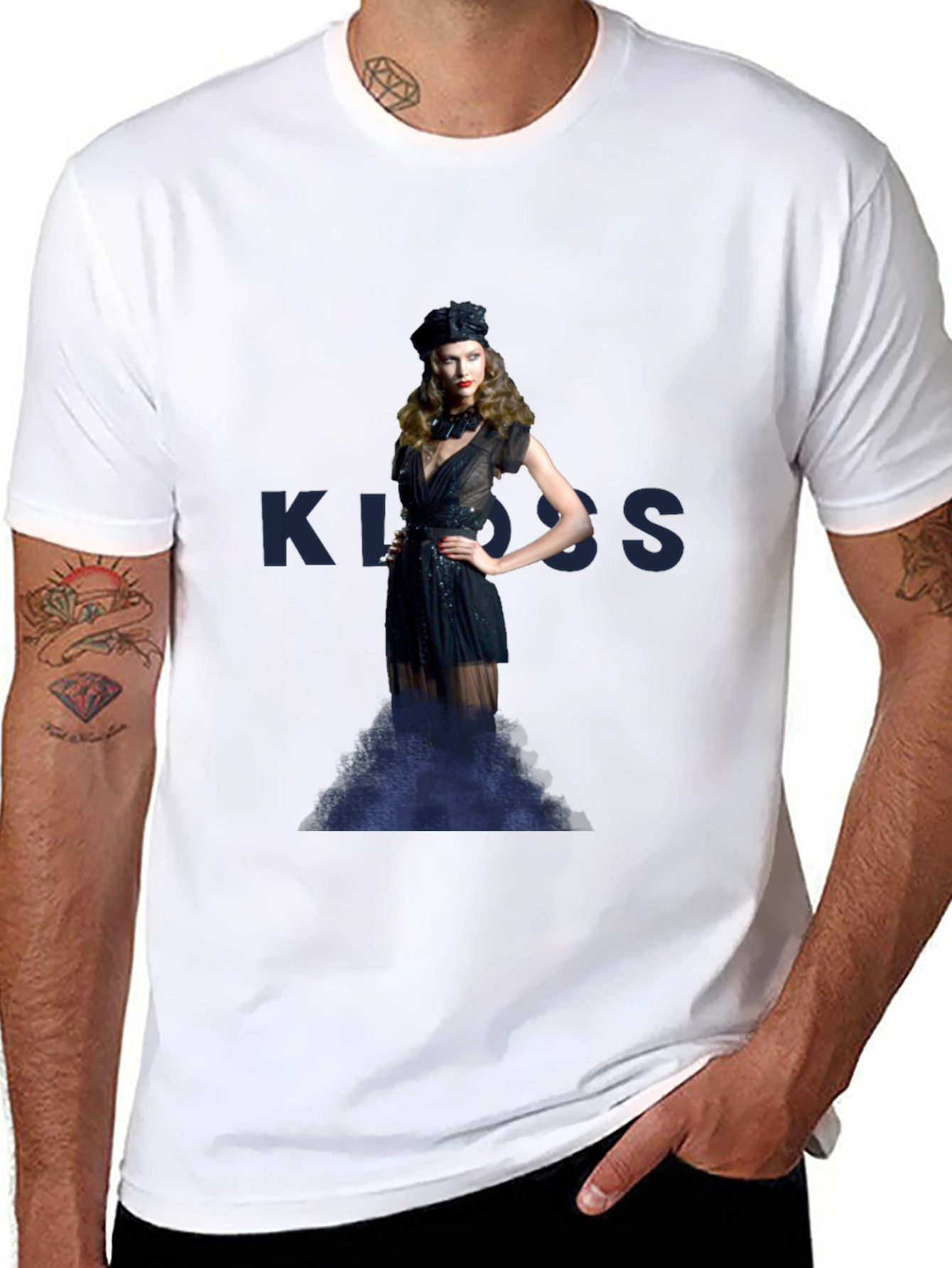 Woman in Black Dress Graphic T-Shirt