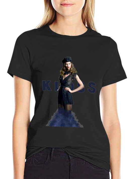 Woman in Black Dress Graphic T-Shirt