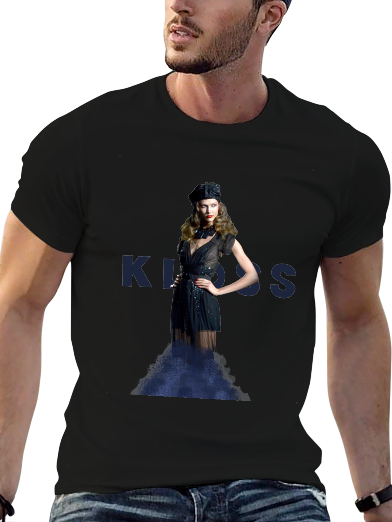 Woman in Black Dress Graphic T-Shirt