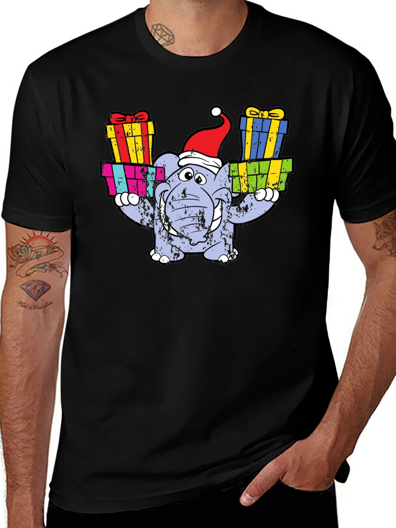 Festive Elephant T-Shirt - Holiday Gift Bearer!