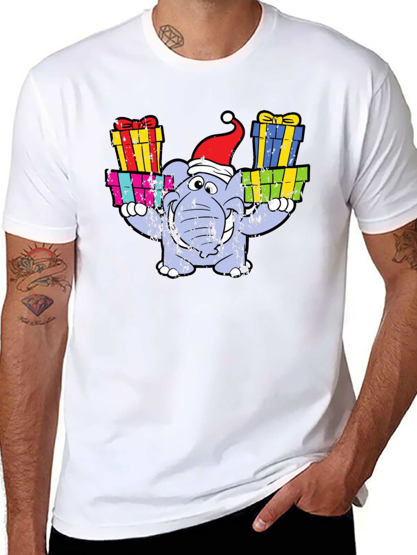 Festive Elephant T-Shirt - Holiday Gift Bearer!