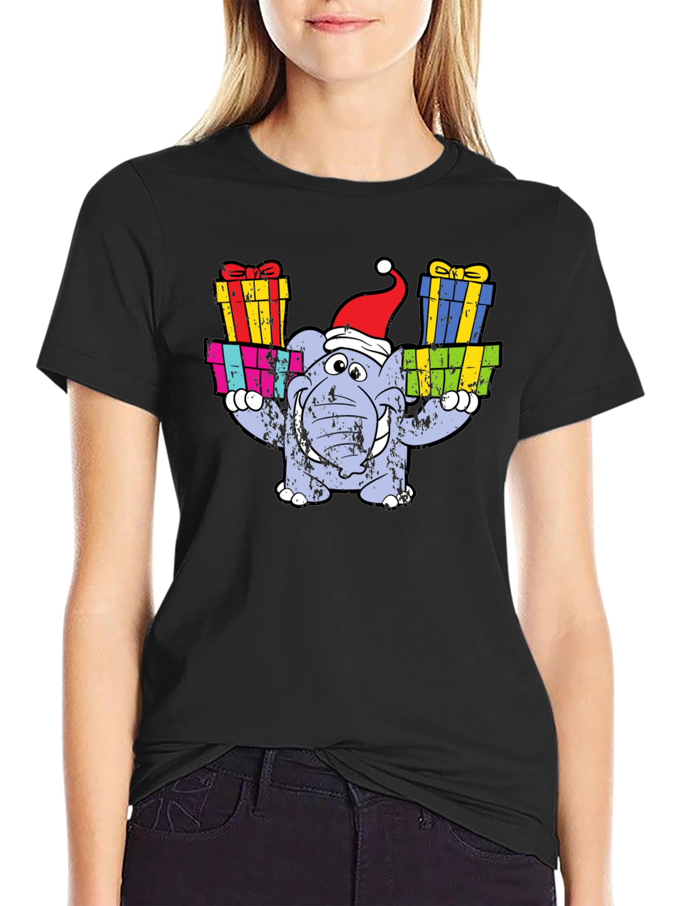 Festive Elephant T-Shirt - Holiday Gift Bearer!