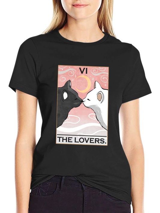 The Lovers Tarot Card Black T-Shirt