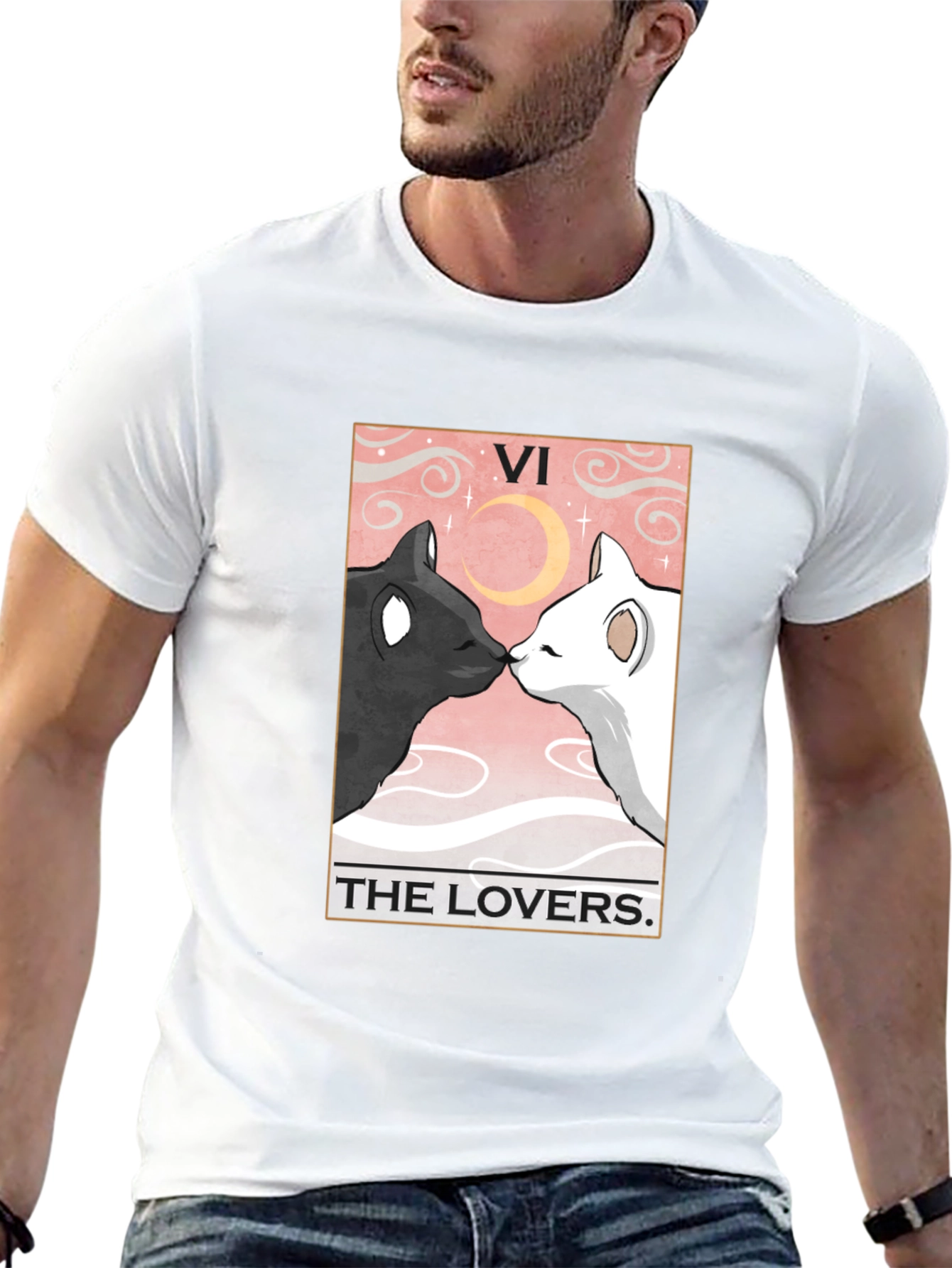 The Lovers Tarot Card Black T-Shirt