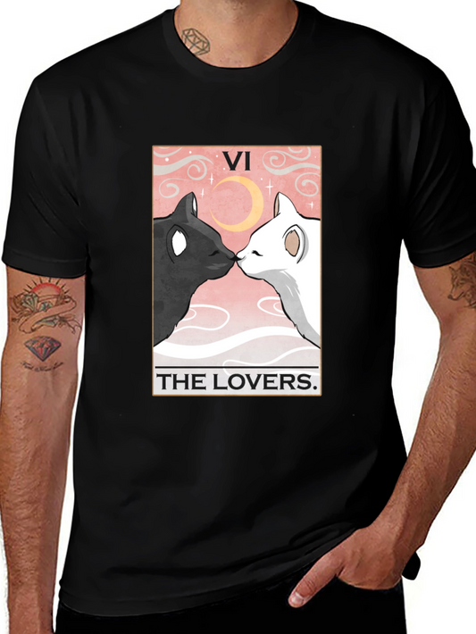 The Lovers Tarot Card Black T-Shirt