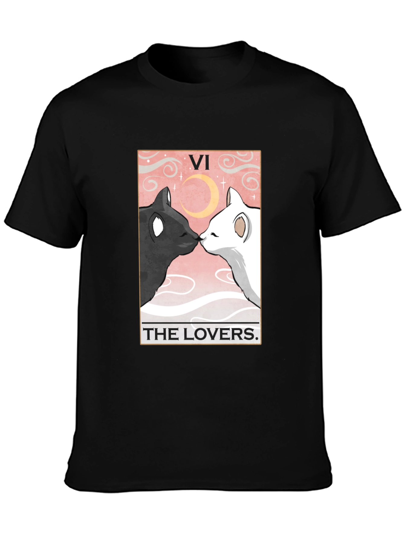 The Lovers Tarot Card Black T-Shirt