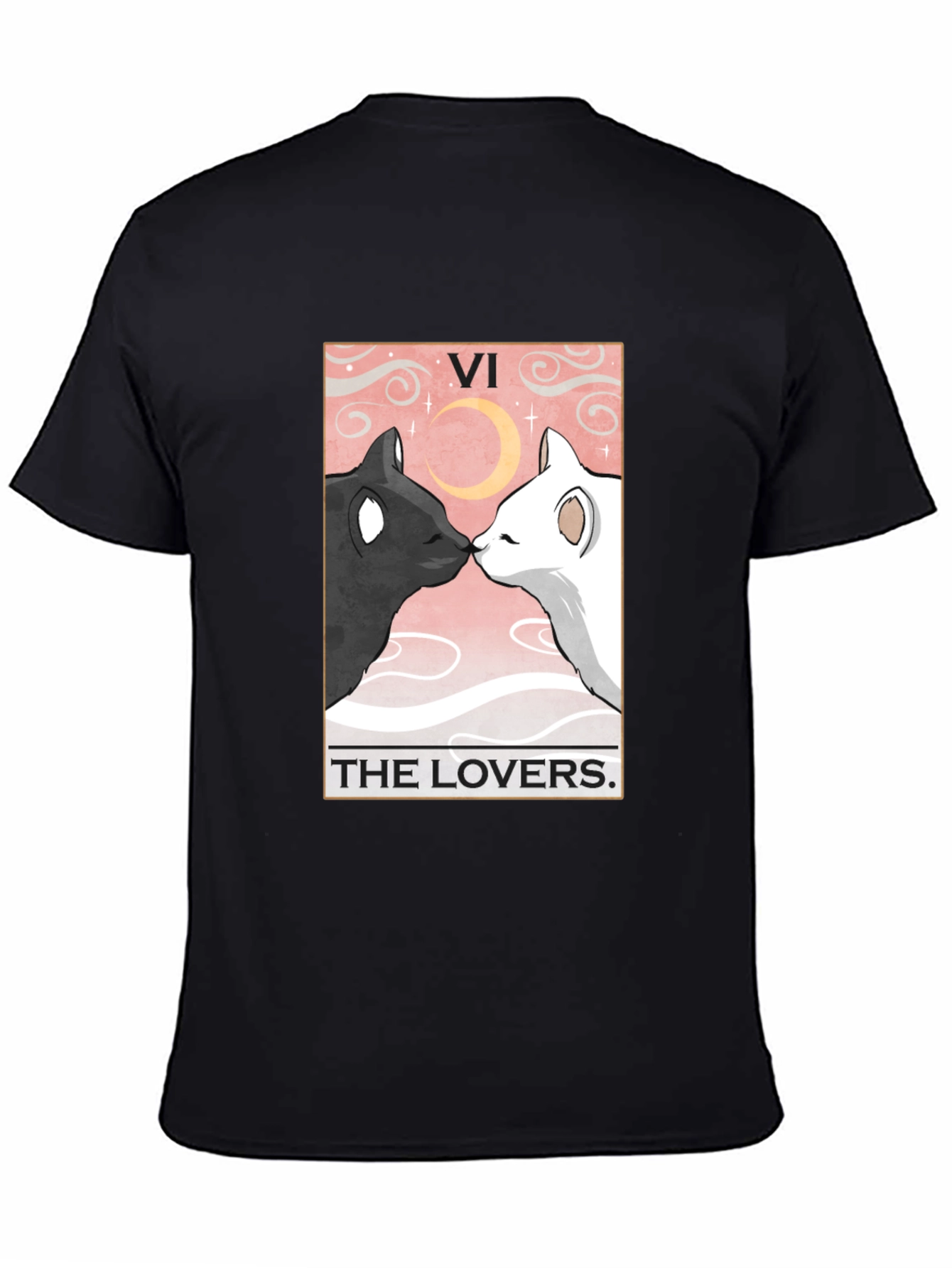 The Lovers Tarot Card Black T-Shirt