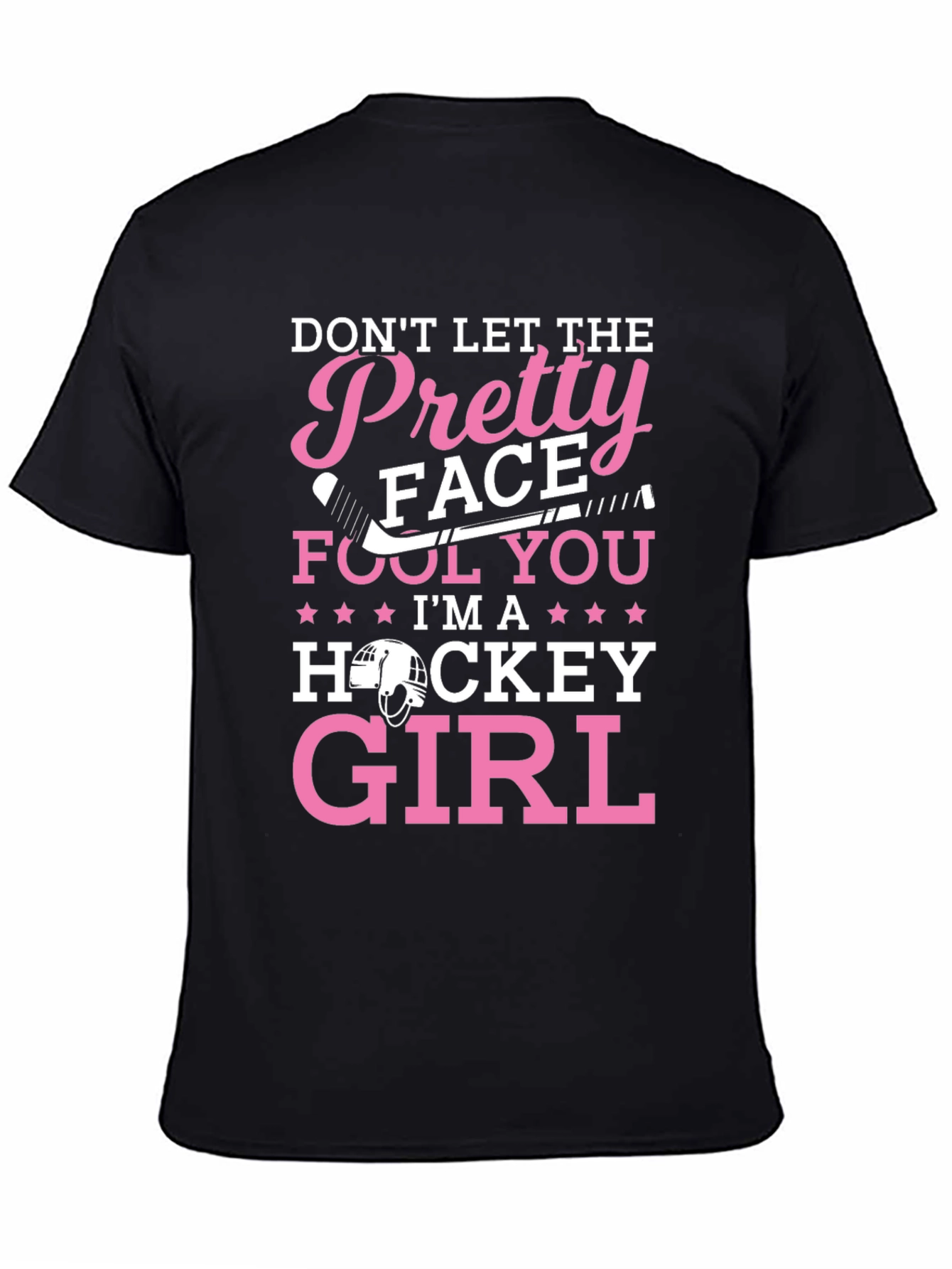 Pretty Face Hockey Girl T-Shirt - Black