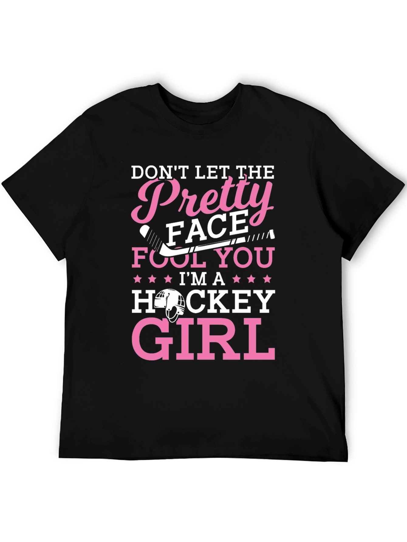 Pretty Face Hockey Girl T-Shirt - Black