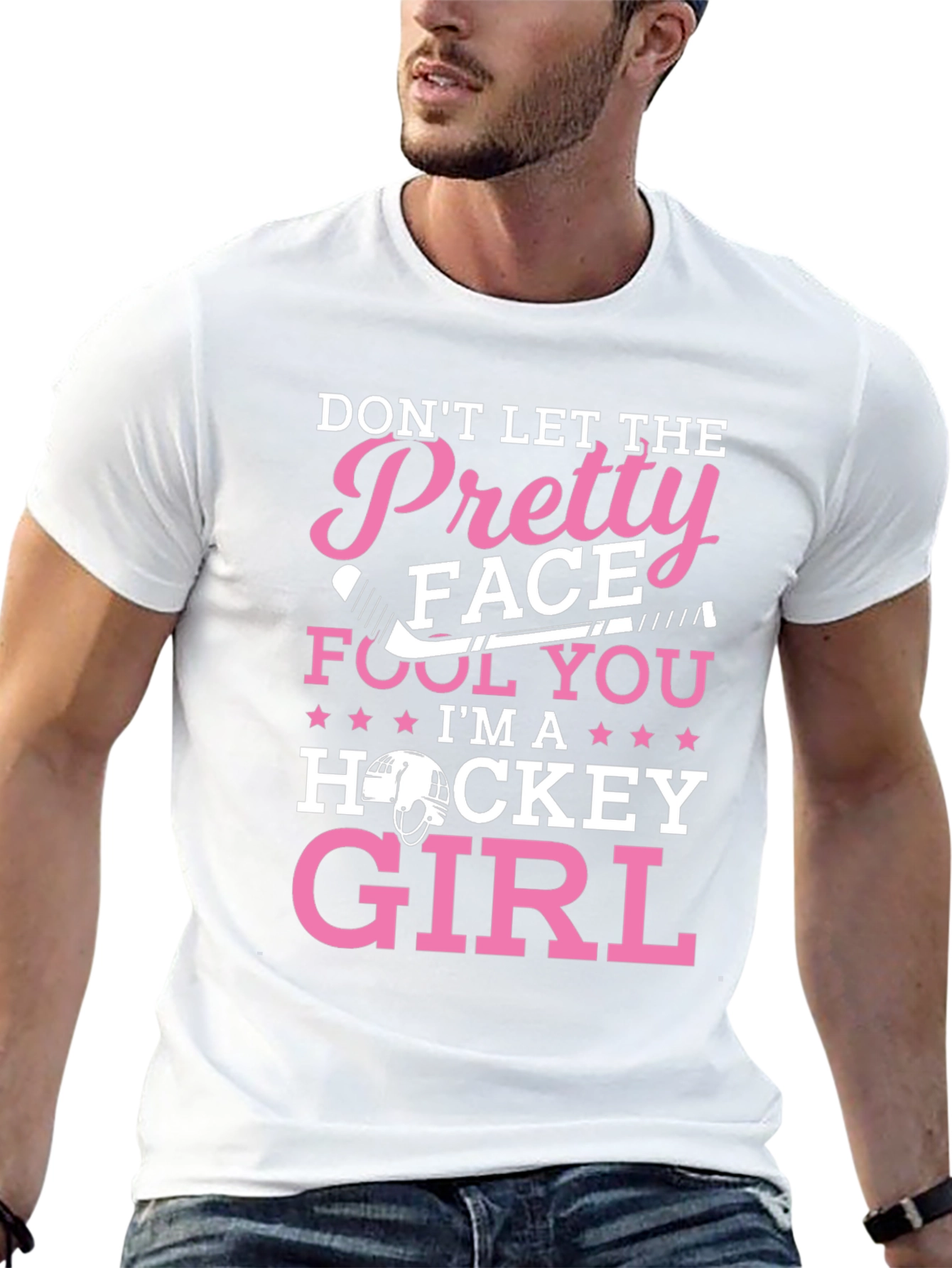 Pretty Face Hockey Girl T-Shirt - Black