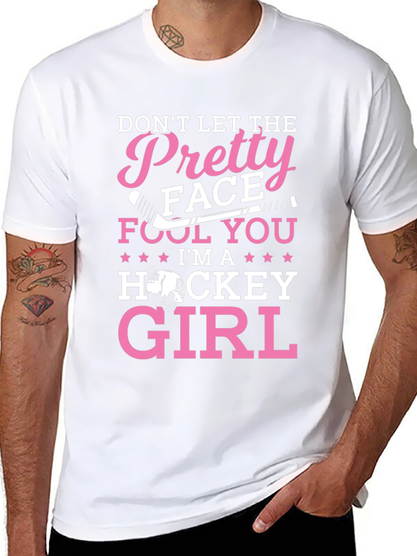 Pretty Face Hockey Girl T-Shirt - Black
