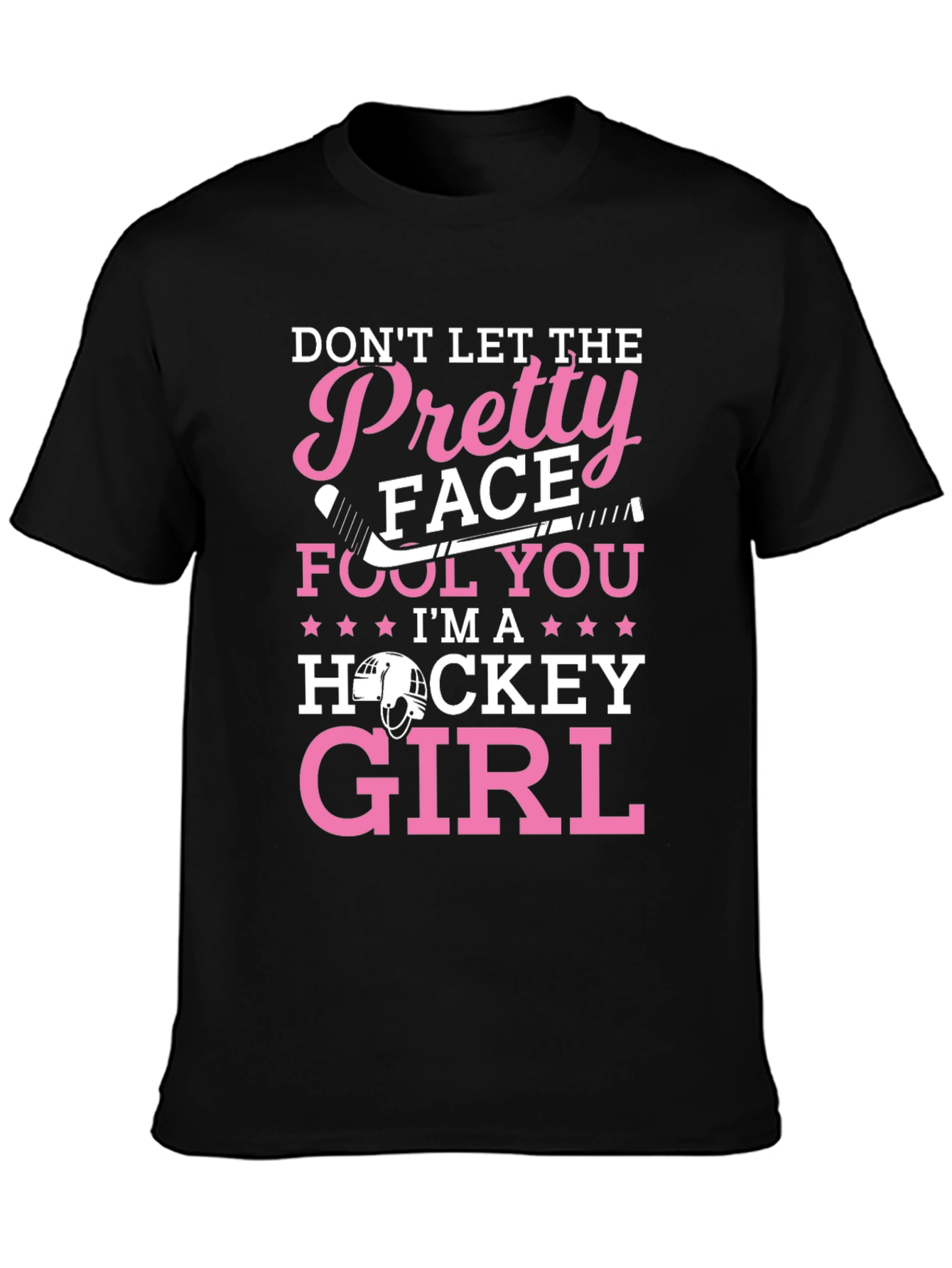 Pretty Face Hockey Girl T-Shirt - Black