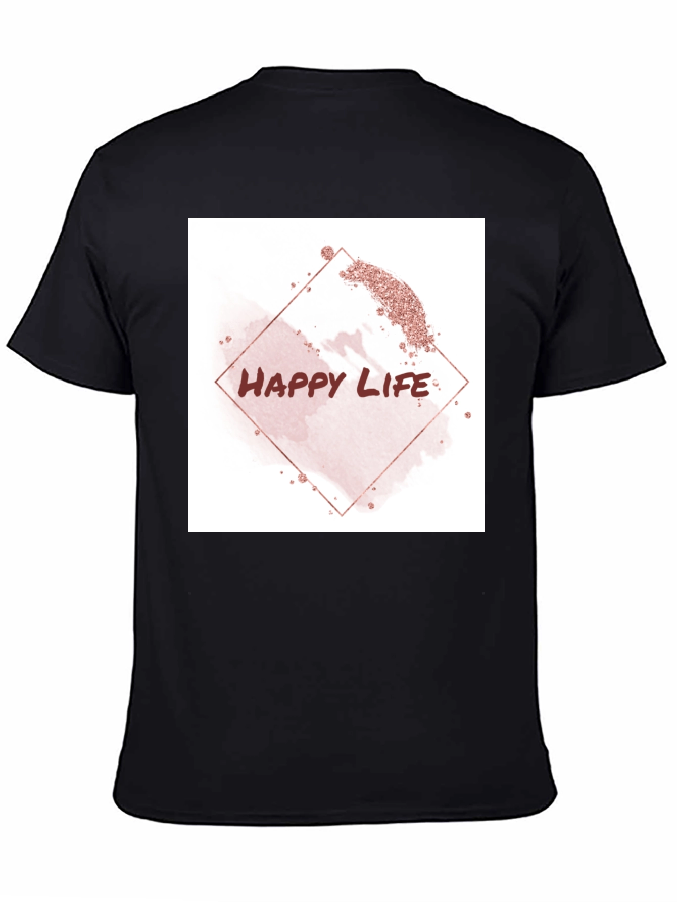 Happy Life Graphic Tee - Black Cotton T-Shirt