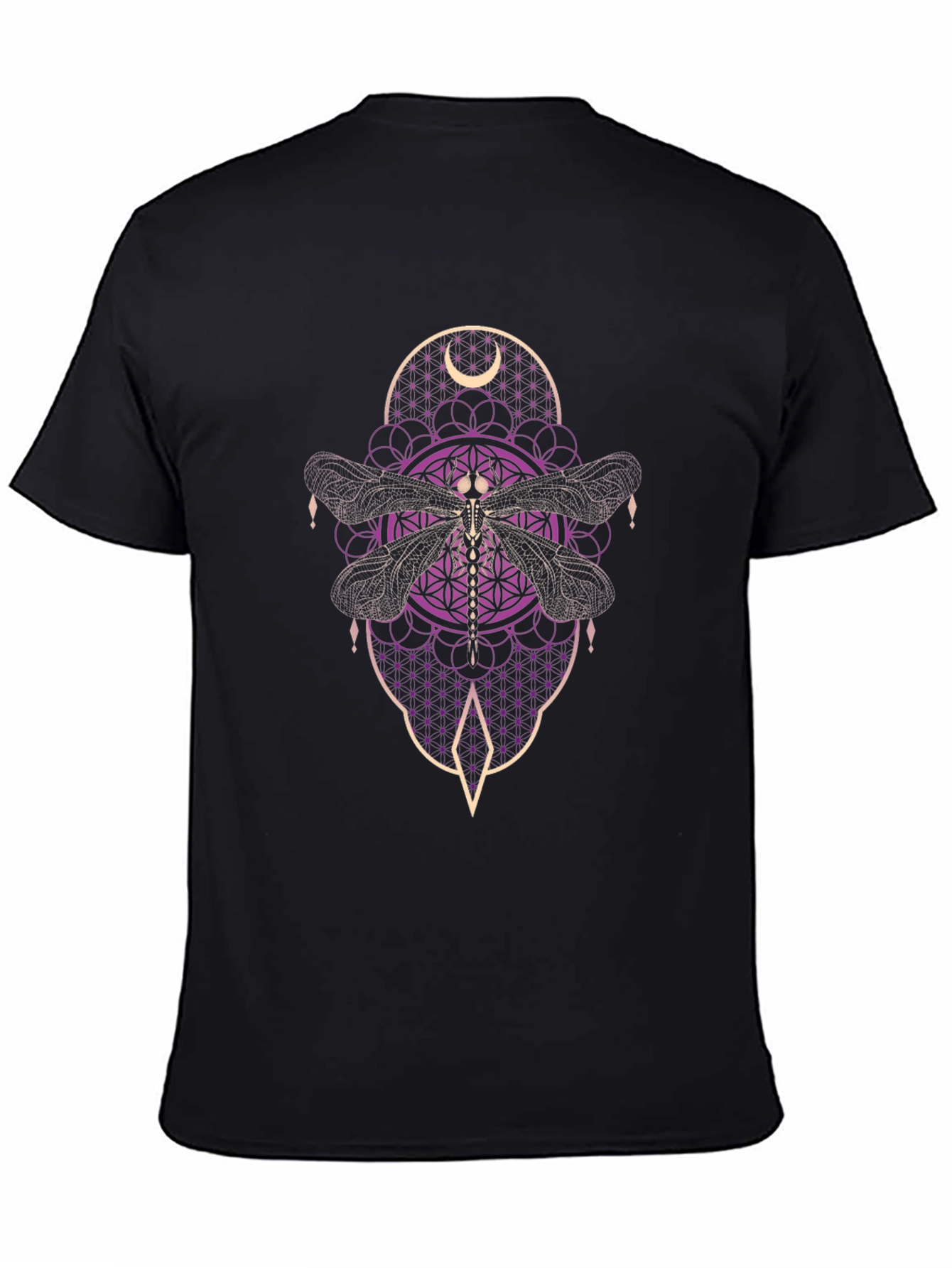 Dragonfly Moon Graphic T-Shirt - Black