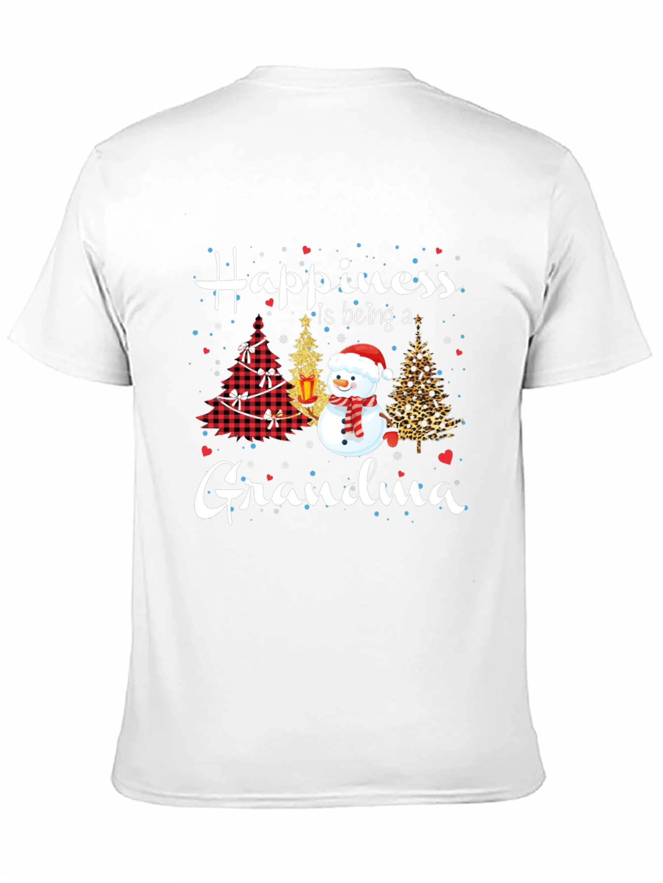 Grandma Christmas T-Shirt with Snowman & Holiday Trees