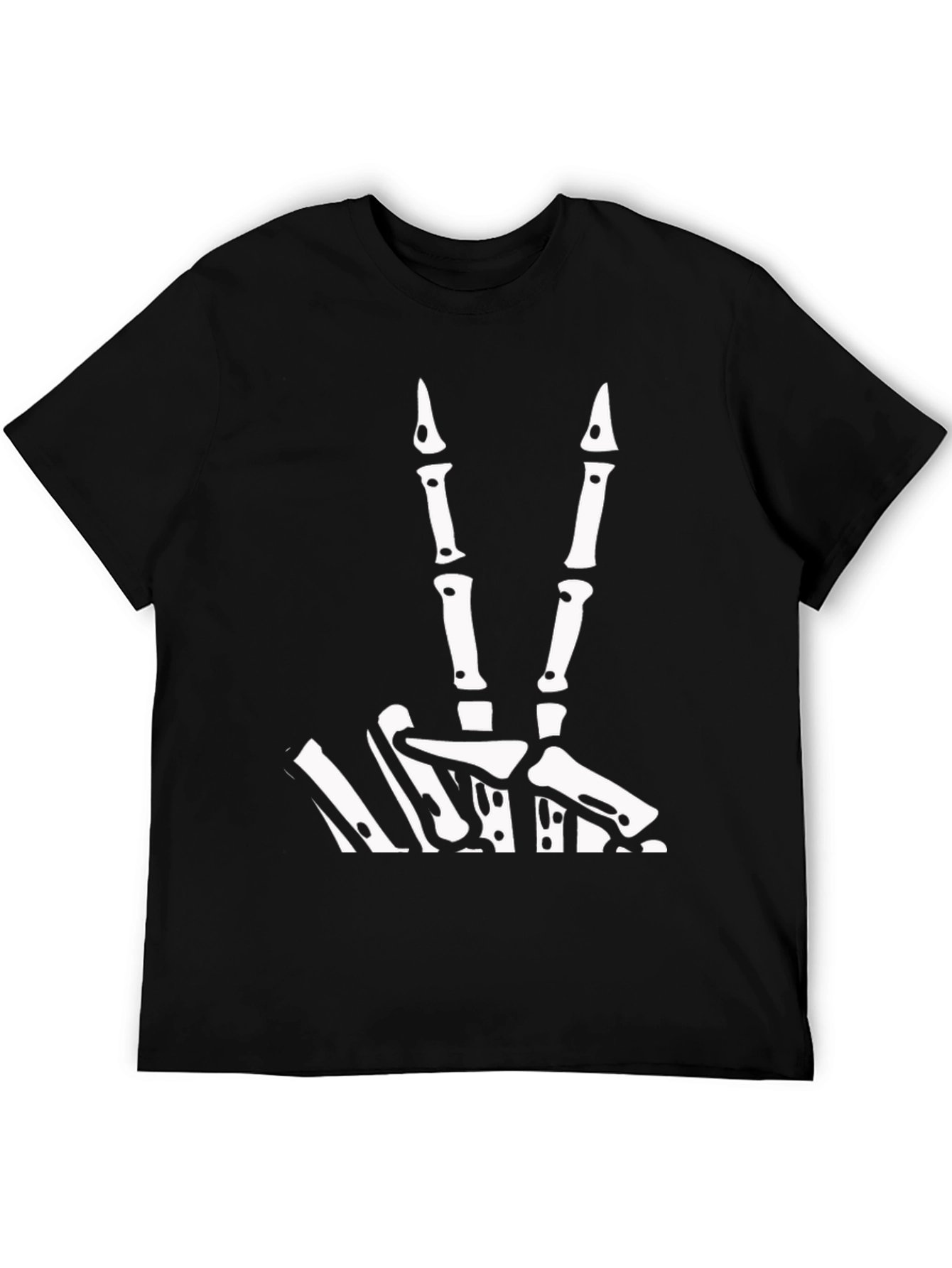 Skeleton Hand Peace Sign Black Tee