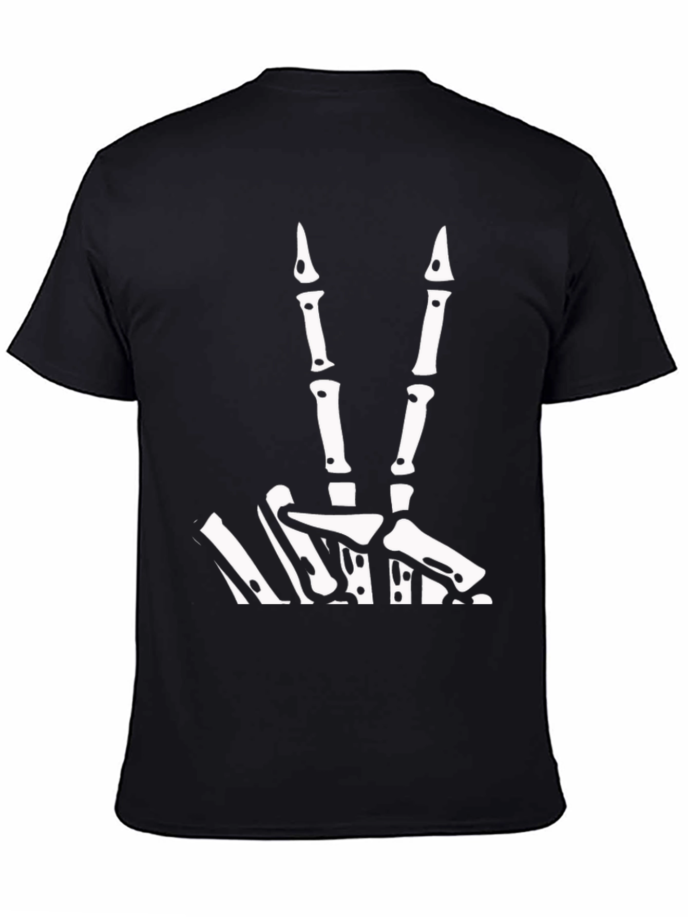Skeleton Hand Peace Sign Black Tee