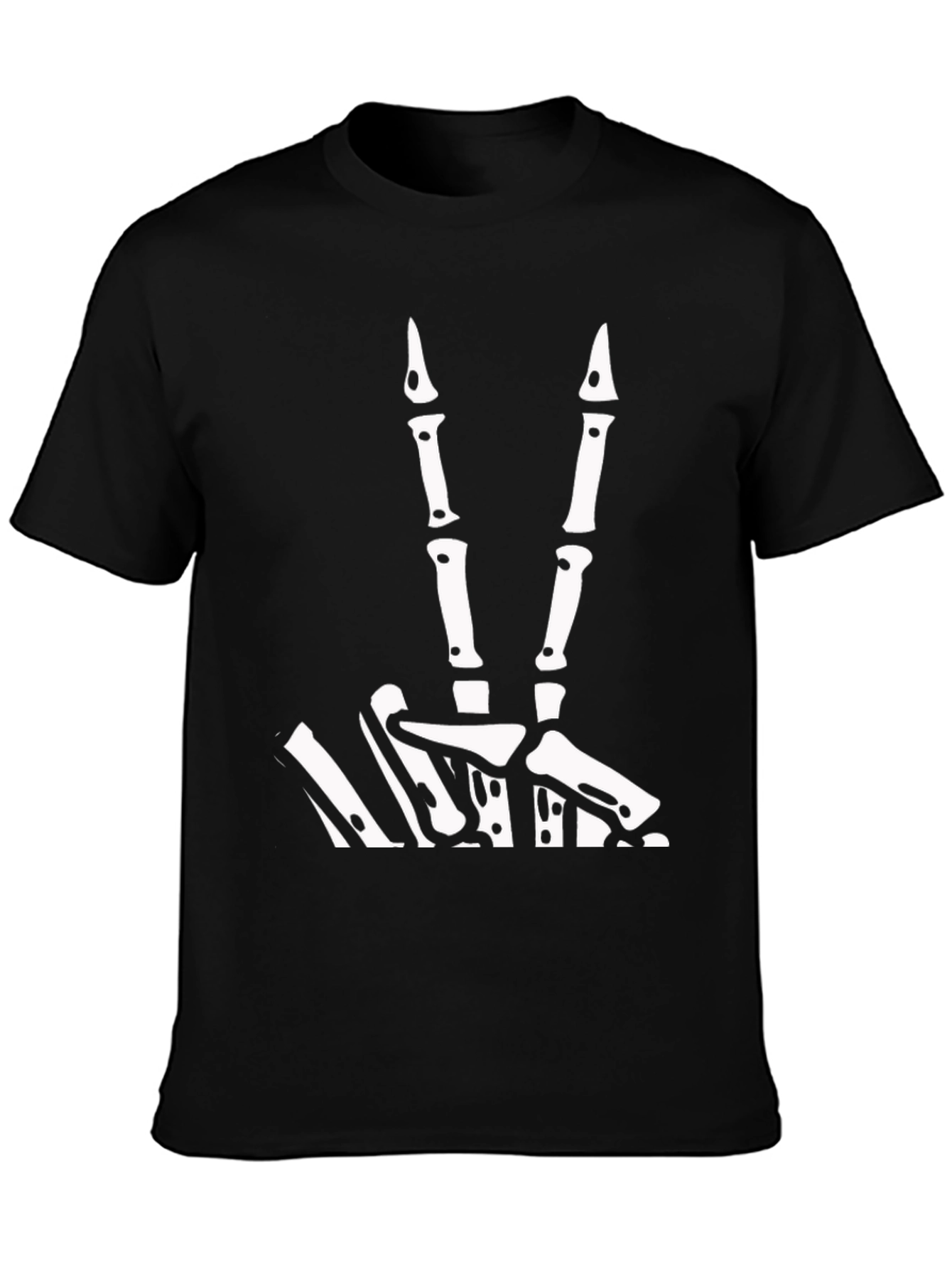 Skeleton Hand Peace Sign Black Tee