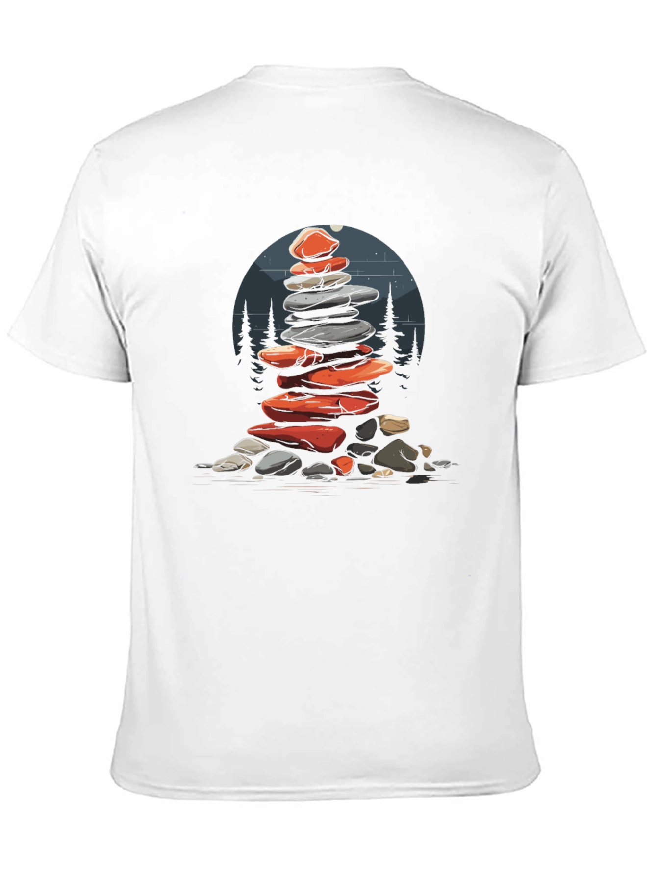 Zen Stacked Stone Graphic Tee - Black