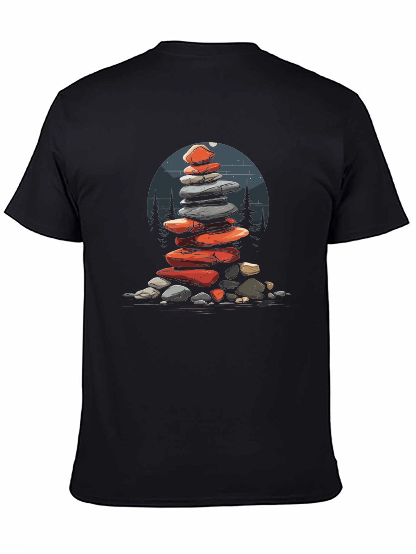 Zen Stacked Stone Graphic Tee - Black