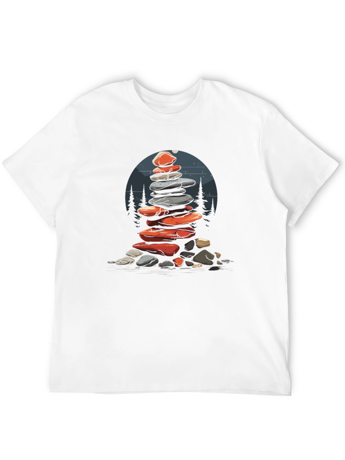 Zen Stacked Stone Graphic Tee - Black