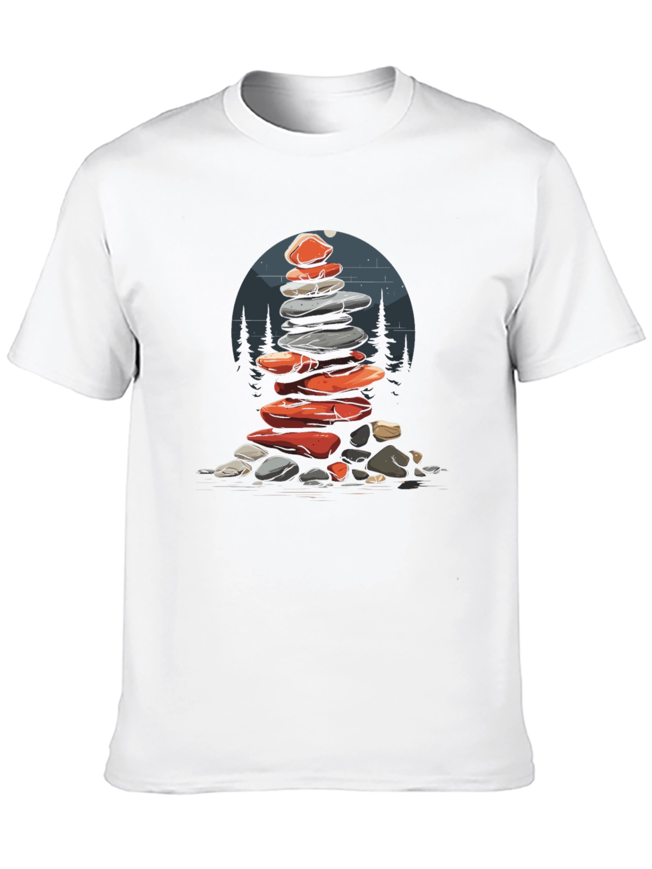 Zen Stacked Stone Graphic Tee - Black