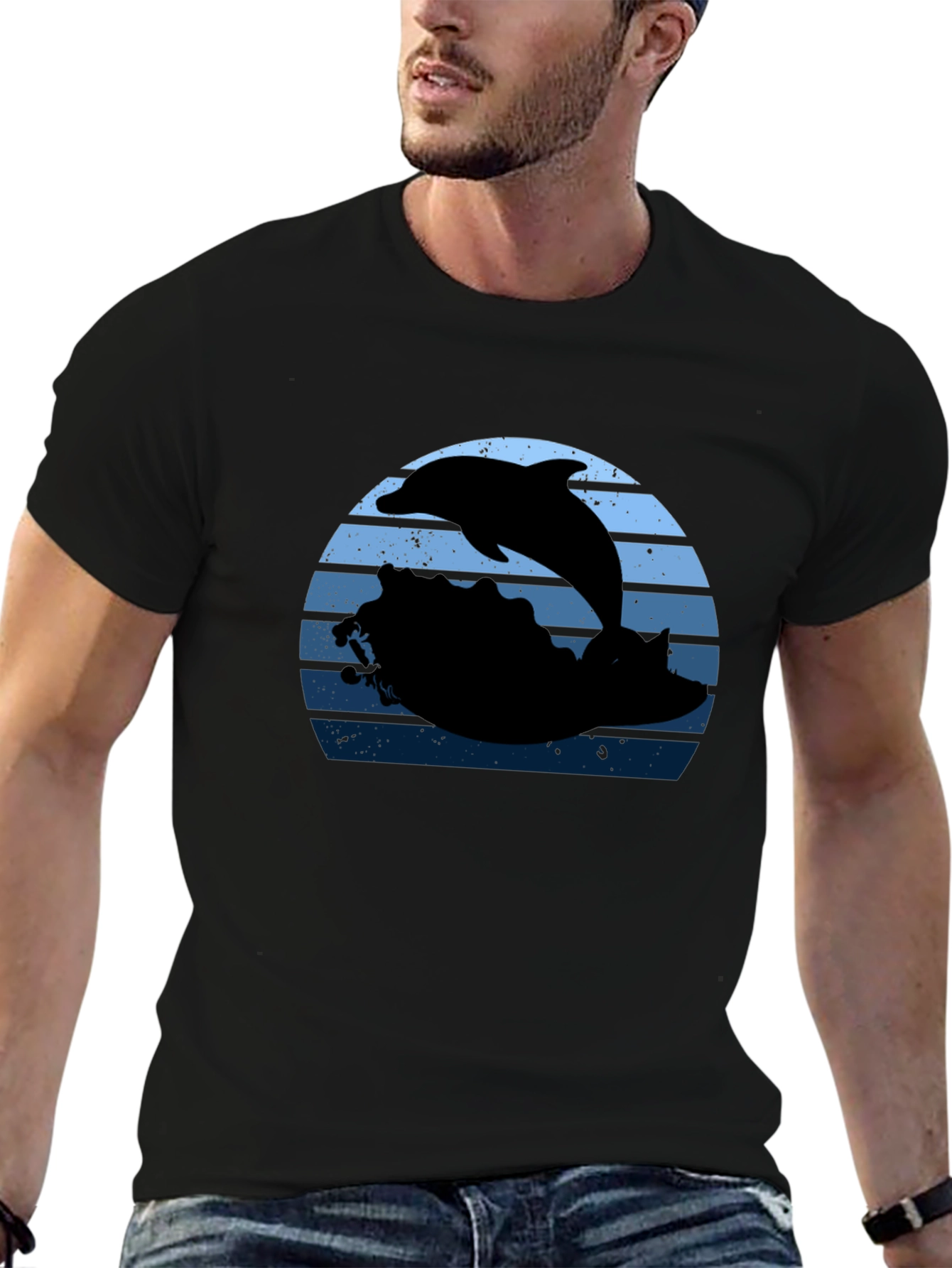 Dolphin Sunset Graphic T-Shirt