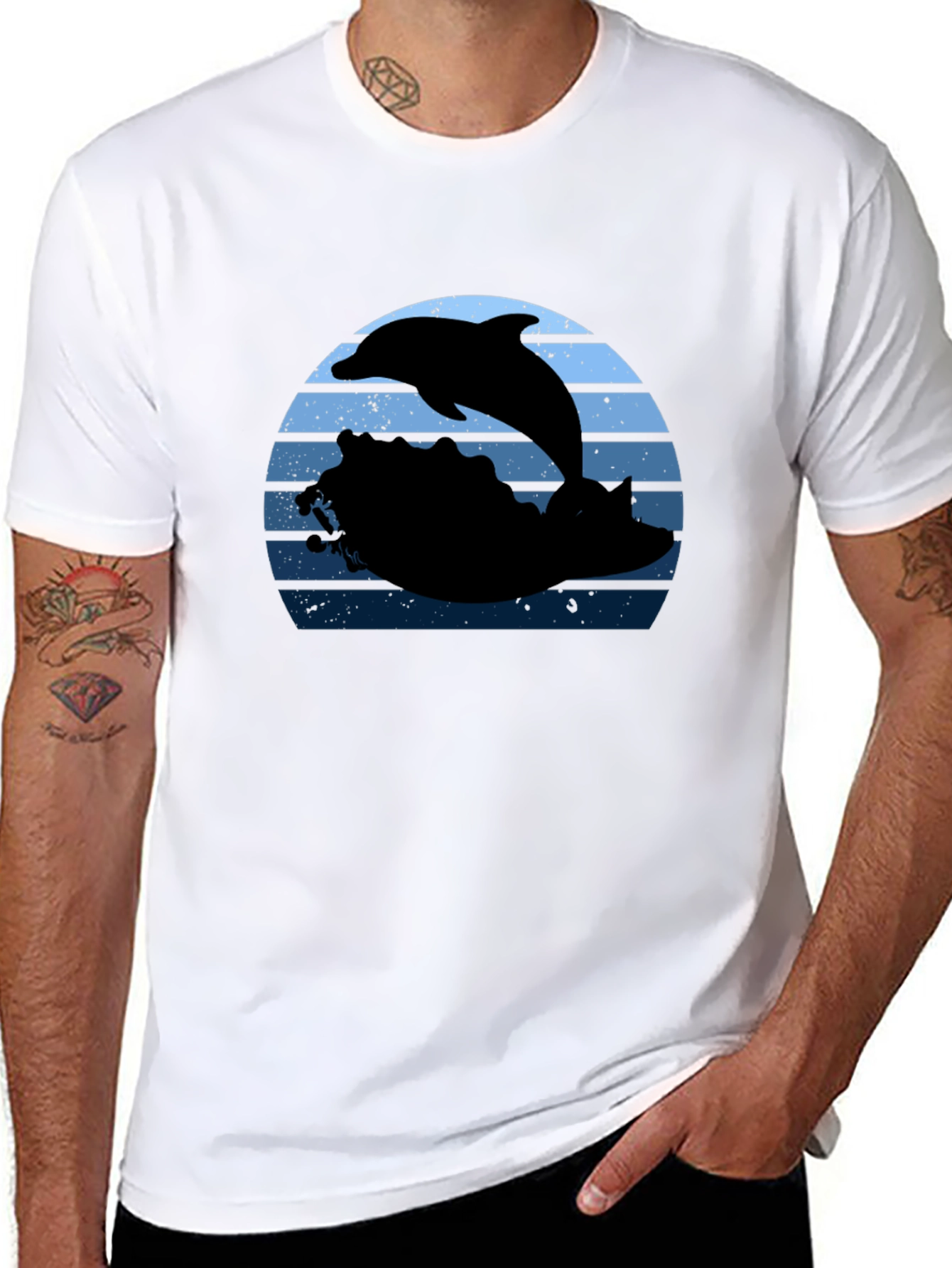 Dolphin Sunset Graphic T-Shirt
