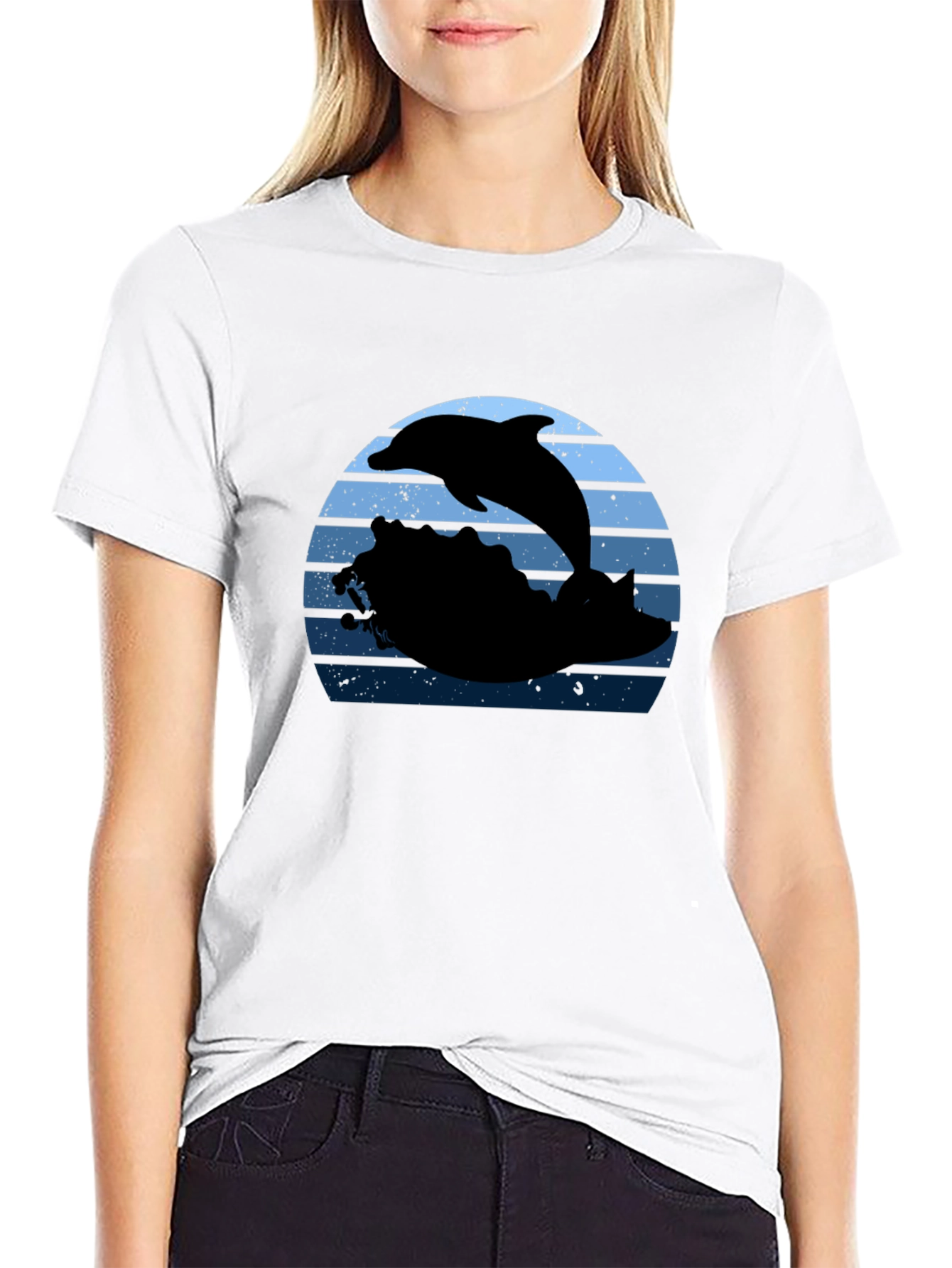 Dolphin Sunset Graphic T-Shirt