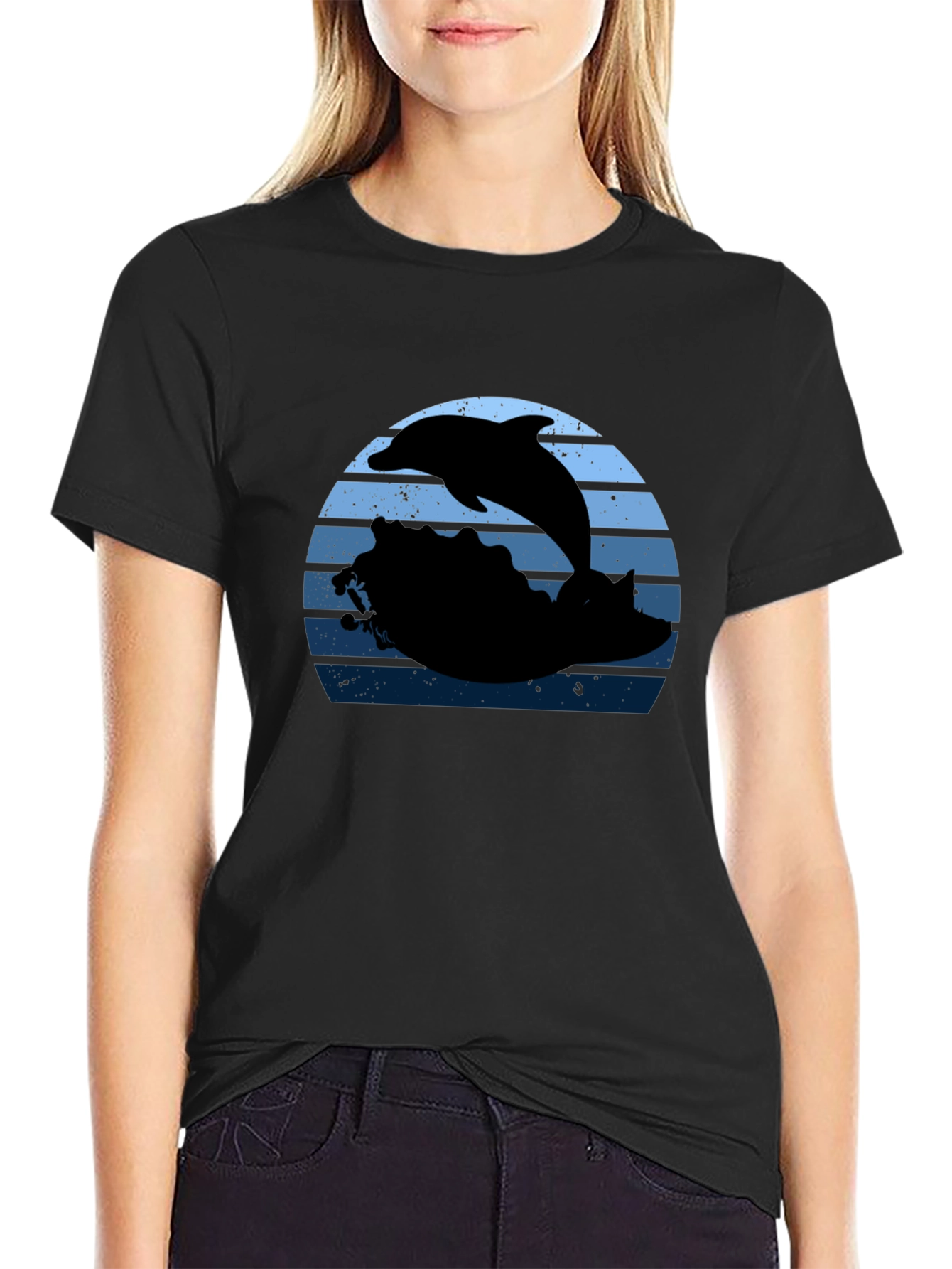 Dolphin Sunset Graphic T-Shirt