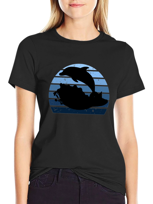 Dolphin Sunset Graphic T-Shirt