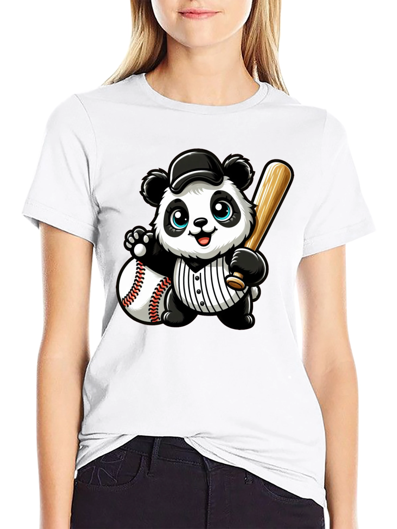 Panda Baseball Player Graphic T-Shirt