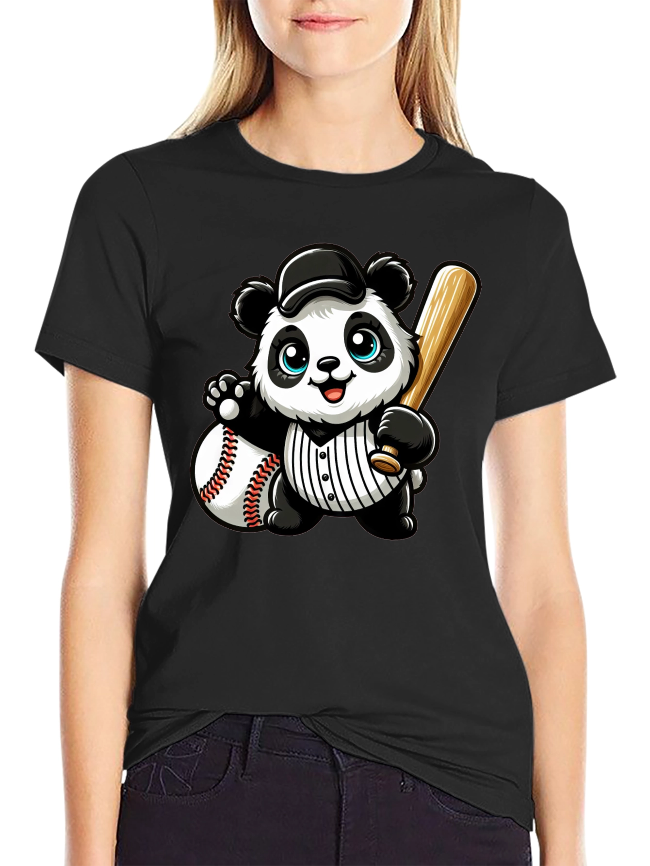 Panda Baseball Player Graphic T-Shirt