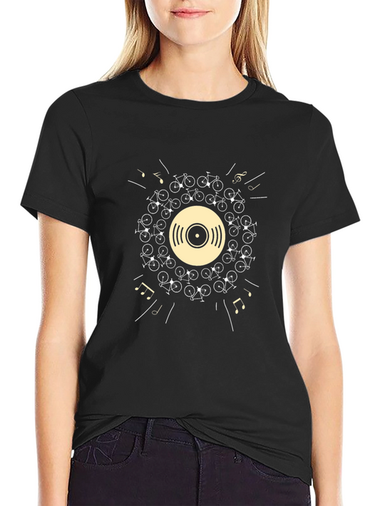 Vinyl Record & Bike Graphic T-Shirt