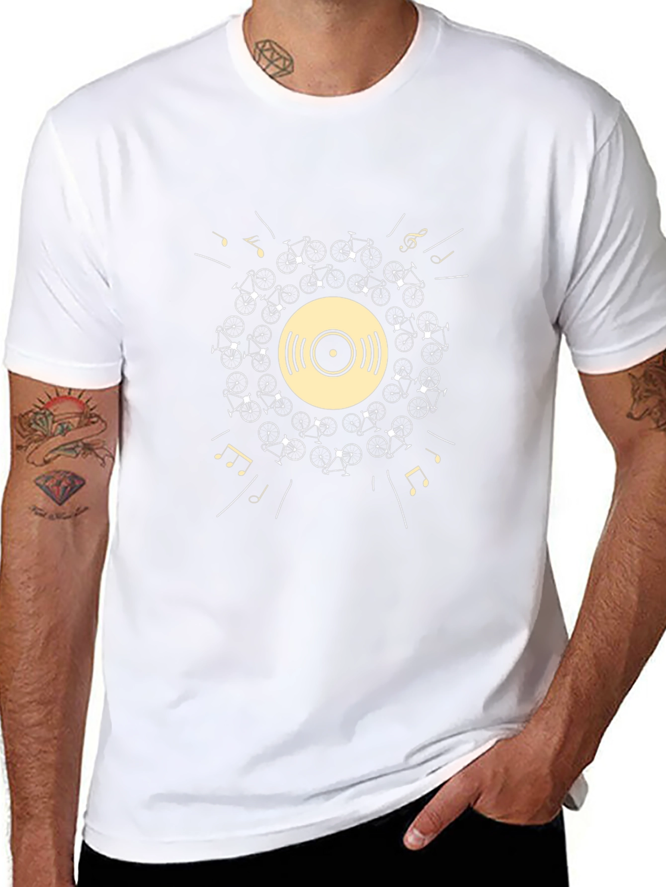 Vinyl Record & Bike Graphic T-Shirt