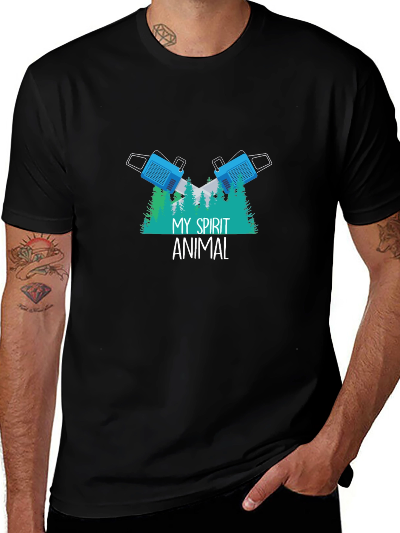 My Spirit Animal Lumberjack Chainsaw Graphic T-Shirt