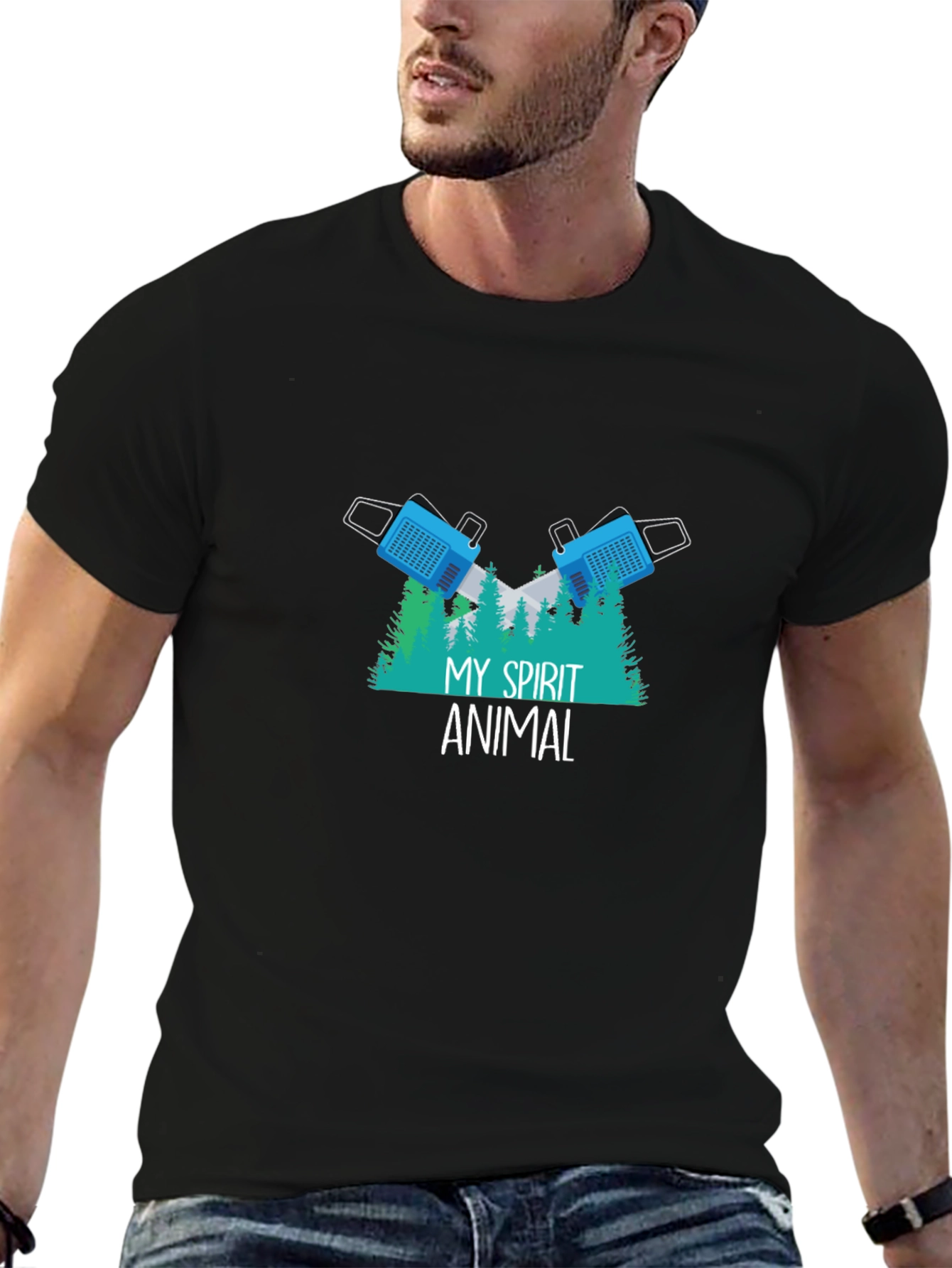 My Spirit Animal Lumberjack Chainsaw Graphic T-Shirt