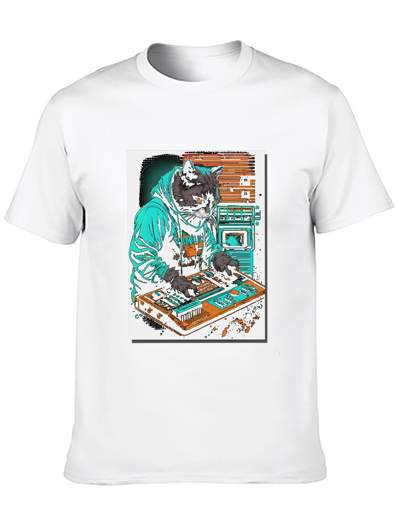 DJ Cat Graphic T-Shirt - Black