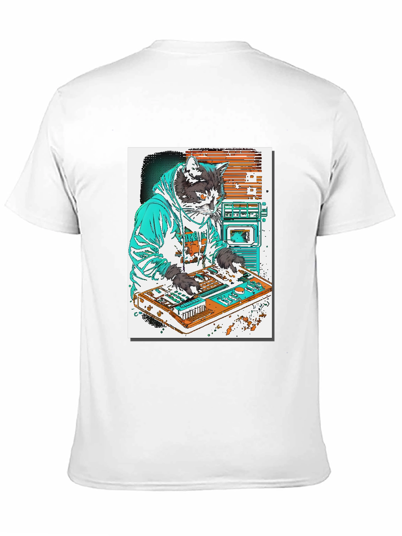 DJ Cat Graphic T-Shirt - Black