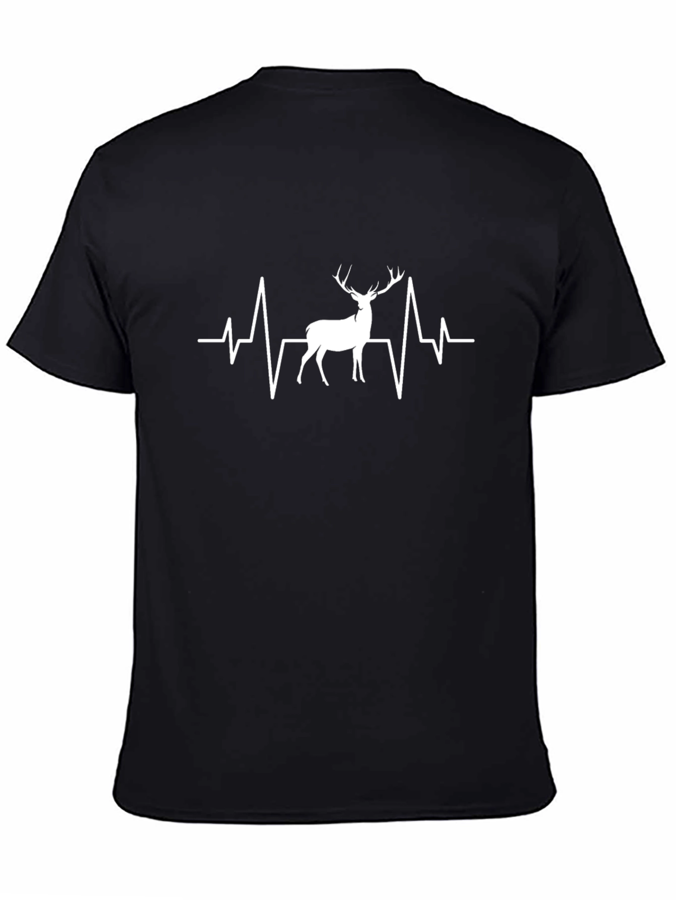 Deer Heartbeat Graphic Tee - Black Casual Top